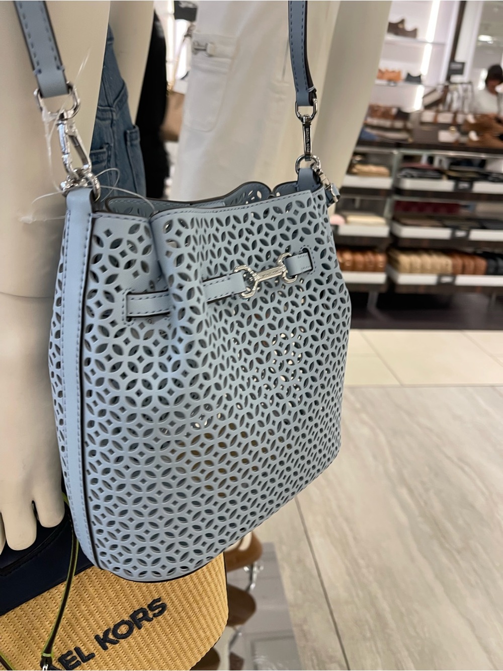 Michael Kors Carson Small Floral Laser Cut Bucket Crossbody Bag - Picture 8 of 14